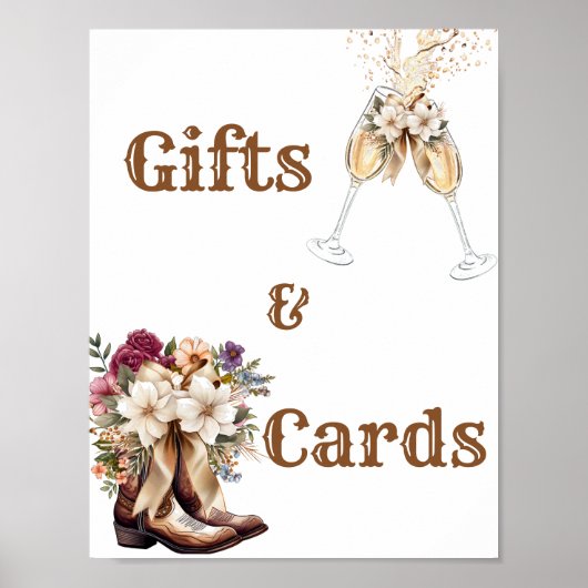 Boots & Bubbly Boho Western Brautparty Willkommen Poster (Vorne)