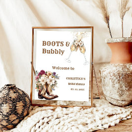 Boots & Bubbly Boho Western Brautparty Willkommen Poster