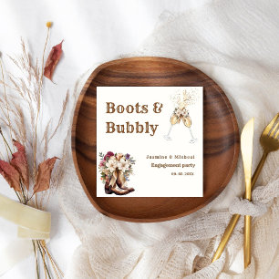Boots & Bubbly Boho Western Engagement Party Serviette