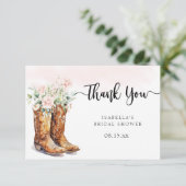 Boots & Bubbly Brautparty Danke Karte (Stehend Vorderseite)