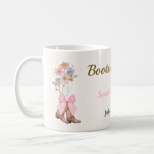 Boots & Bubbly Bridal Shower Kaffeetasse (Links)