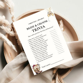 Boots & Bubbly Bride & Groom Trivia Game Card Ankündigung