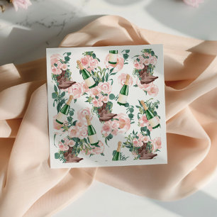 Boots & Bubbly Floral Champagner Brautparty Serviette