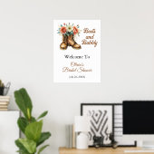 Boots & Bubbly Rustic Bridal Shower Welcome Poster (Heimbüro)
