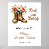 Boots & Bubbly Rustic Bridal Shower Welcome Poster (Vorne)