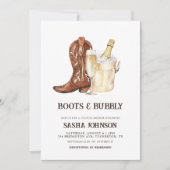 Boots & Bubbly Rustic Western Bridal Shower Einladung (Vorderseite)