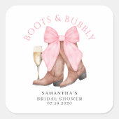 Boots Bubbly Western Country Brautparty Quadratischer Aufkleber (Vorderseite)