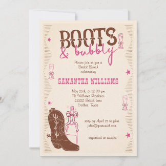 Boots & Bubbly Western Cowgirl Brautparty  Einladung