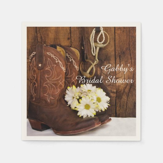 Boots-, Daisis- und Reitbit-Western-Brautparty Serviette (Vorderseite)