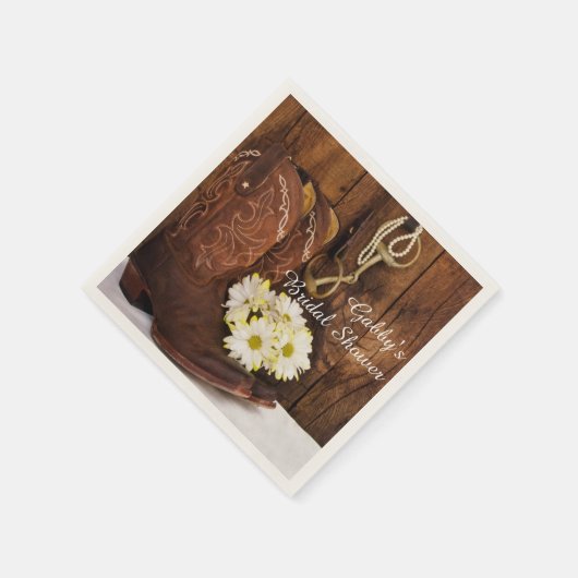 Boots-, Daisis- und Reitbit-Western-Brautparty Serviette (Ecke)