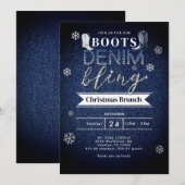 Boots Denim Bling Christmas Church Brunch Party Einladung (Vorne/Hinten)