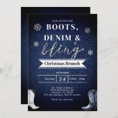 Boots Denim Bling Church Brunch Weihnachtsfest Par Einladung (Vorne/Hinten)
