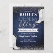 Boots Denim Bling Diamonds Chic Junggeselinnen-Abs Einladung (Vorderseite)