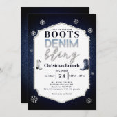 Boots Denim Bling Rahmen Weihnachtskirchenfeier Einladung (Vorne/Hinten)