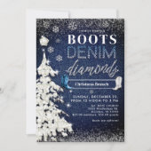 Boots Denim Diamonds Blue Christmas Church Party Einladung (Vorderseite)
