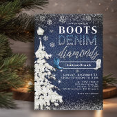 Boots Denim Diamonds Blue Christmas Church Party Einladung