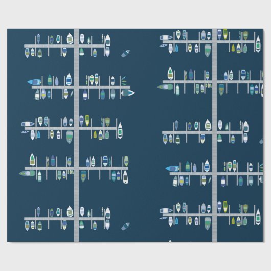 Boots-Dock-Grüntöne auf Marine Geschenkpapier (Flach)