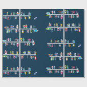 Boots-Docks Mehrfarben auf Marine Geschenkpapier (Flach)