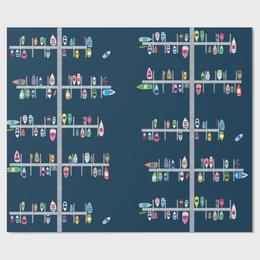 Boots-Docks Mehrfarben auf Marine Geschenkpapier (Flach)