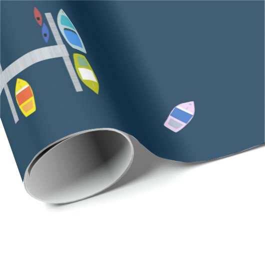 Boots-Docks Mehrfarben auf Marine Geschenkpapier (Rolleneckpunkt)