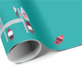 Boots-Docks Rosa und Rot auf Aqua Geschenkpapier (Rolleneckpunkt)