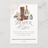 Boots Flaschen Western Babydusche Windeln Raffle Begleitkarte (Vorderseite)