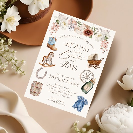 Boots & Hats Wild West Western Cowboy Babydusche Einladung