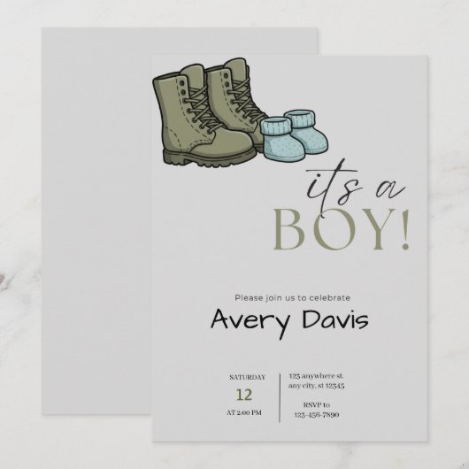 Boots & Hintern" Kinderdusche Einladung (Vorne/Hinten)