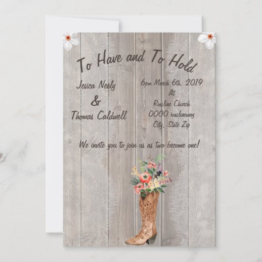 Boots Hochzeit einladen Einladung (Vorderseite)
