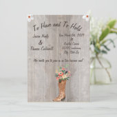 Boots Hochzeit einladen Einladung (Stehend Vorderseite)