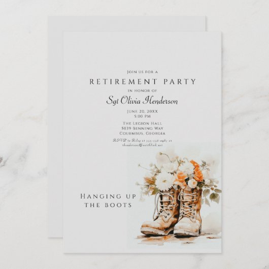 Boots - Militärruhestand Einladung (Vorne/Hinten)