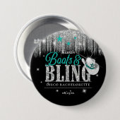 Boots 'n Bling Disco Bachelorette Aquamarin ID925 Button (Vorne & Hinten)