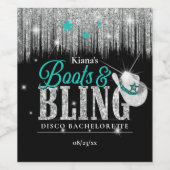 Boots 'n Bling Disco Bachelorette Aquamarin ID925 Weinetikett (Einzelnes Label)