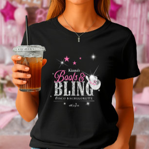 Boots 'n Bling Disco Bachelorette Black ID925 T-Shirt