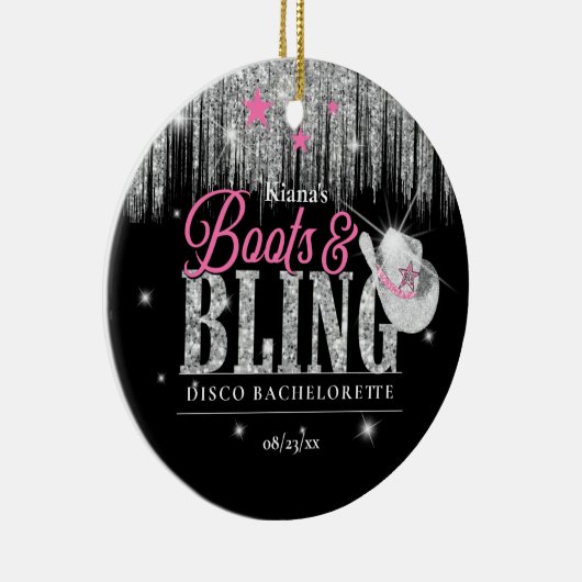 Boots 'n Bling Disco Bachelorette ID925 Keramik Ornament (Rechts)