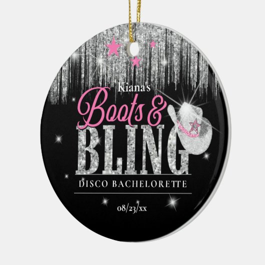 Boots 'n Bling Disco Bachelorette ID925 Keramik Ornament (Links)