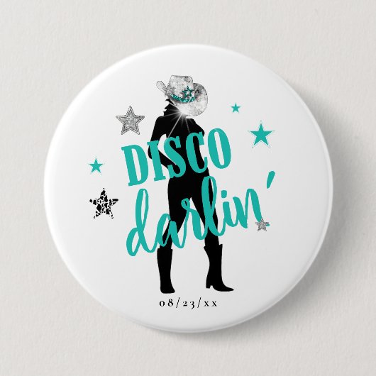Boots 'n Bling Disco Darlin' Aquamarin ID925 Button (Vorderseite)