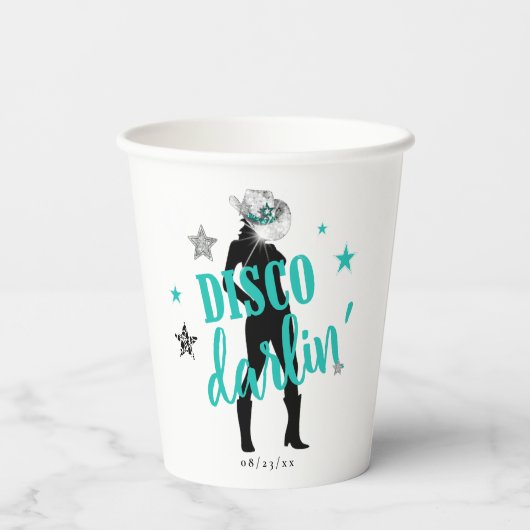 Boots 'n Bling Disco Darlin' Aquamarin ID925 Pappbecher (Rückseite)