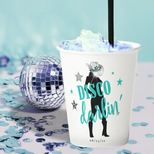 Boots 'n Bling Disco Darlin' Aquamarin ID925 Pappbecher