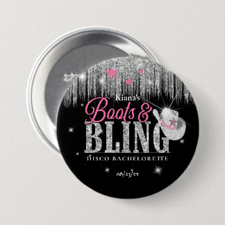 Boots 'n Bling Disco Junggesellinnenabschied ID925 Button