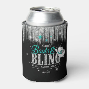 Boots 'n Bling Disco Junggesellinnenabschied Teal  Dosenkühler