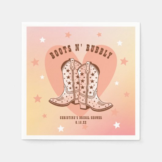 Boots N' Bubbly Cowboy Boots Heart Brautparty Serviette (Vorderseite)