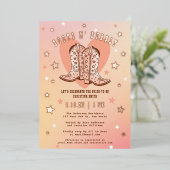 Boots N' Bubbly Fun Funkelnd Western Brautparty Folieneinladung (Stehend vorne)