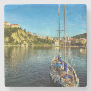 Boots-näherndes Ufer   Agropoli Steinuntersetzer