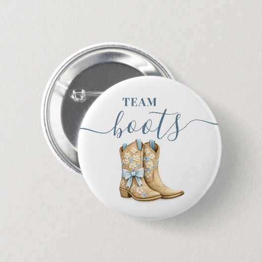 Boots oder Bows Geschlecht enthüllt Blaues Team Ju Button (Vorne & Hinten)
