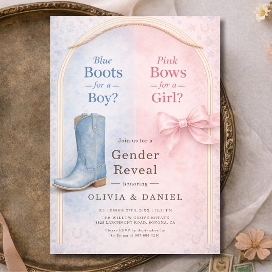 Boots oder Schleifen Coquette Geschlechtsenthüllun Einladung