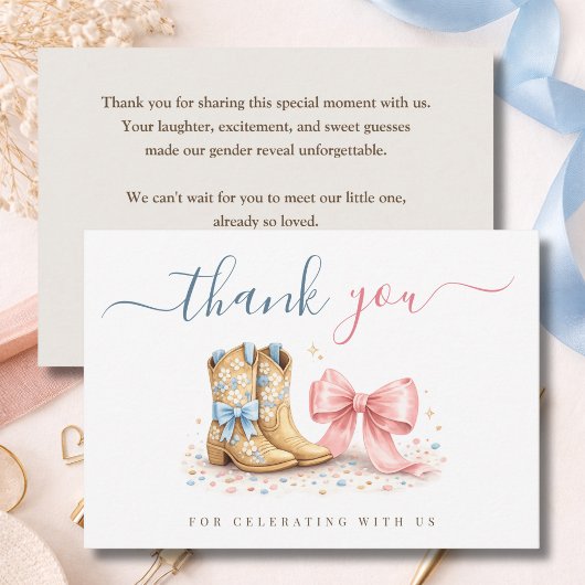 Boots oder Schleifen Western Chic Geschlecht Enthü Dankeskarte