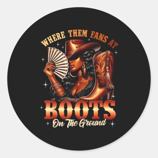 Boots On The Ground Cowgirl Black Women Africa Bla Runder Aufkleber (Vorderseite)
