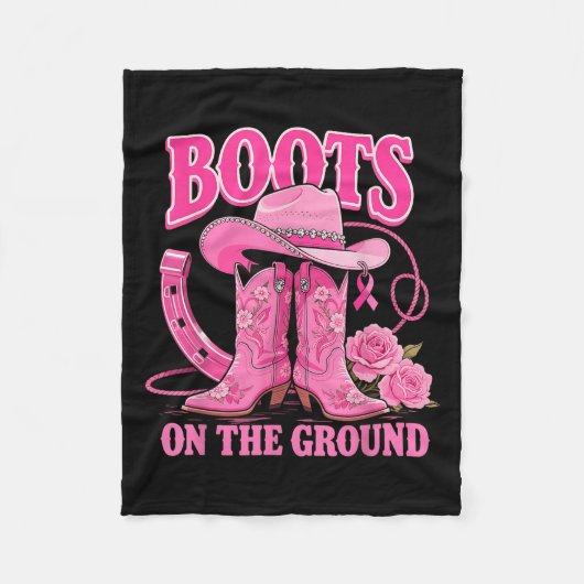 Boots on the Ground Pink Cowgirl Brustkrebs Wes Fleecedecke (Vorderseite)