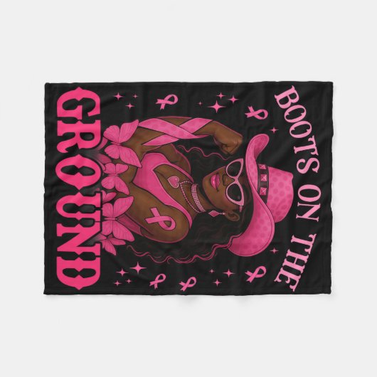 Boots on the Ground Pink Cowgirl Brustkrebs Wes Fleecedecke (Vorderseite (Horizontal))